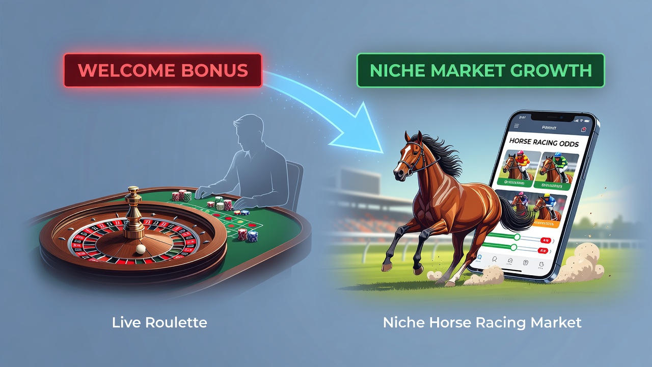 Infographic comparing bonus contribution rates between roulette tables and horse racing markets